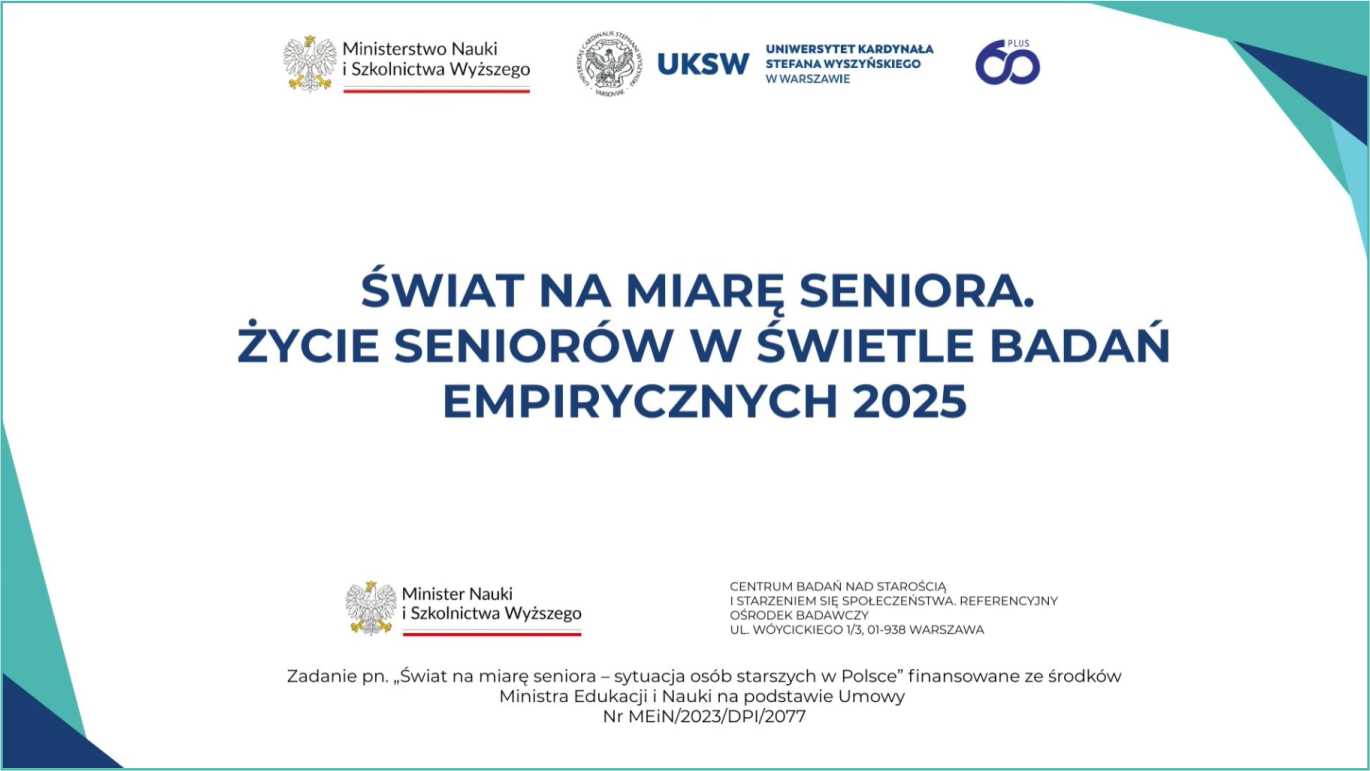 Slajd z tytułem konferencji świat na miarę seniora w świetle badań empirycznych 2025. Konferencja odbyła się 11 grudnia 2025 r.